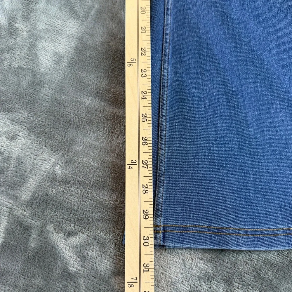 Halara Women Crossover Waist Flare Jeans Medium Wash Pull‎ On Size L High Rise